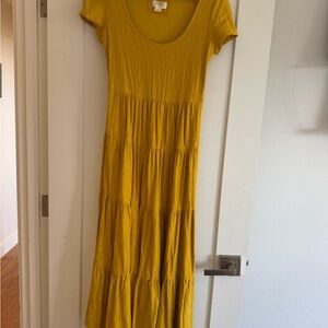 Maeve Mustard Tiered Maxi Dress